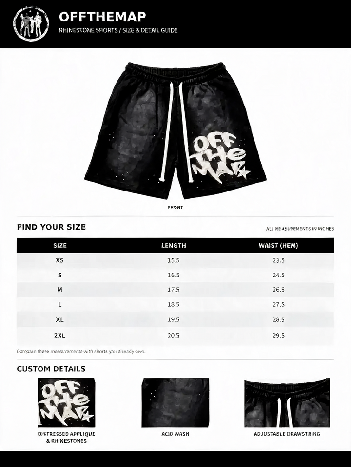 OTM RHINESTONE SHORTS (BLACK)