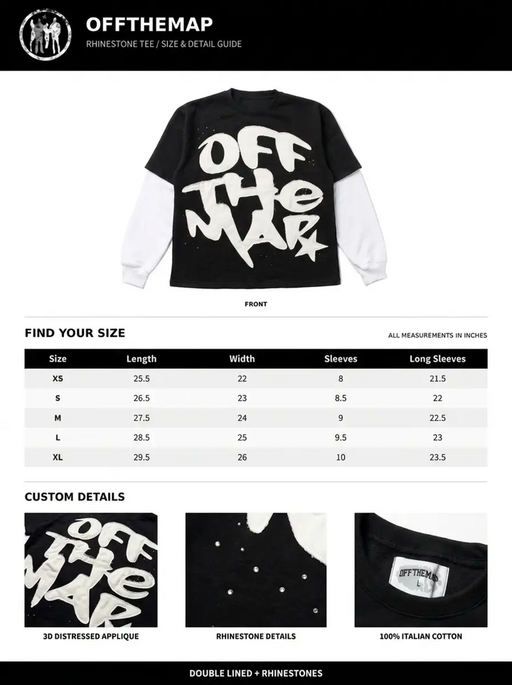 OTM RHINESTONE DOUBLE LINE T (BLACK)