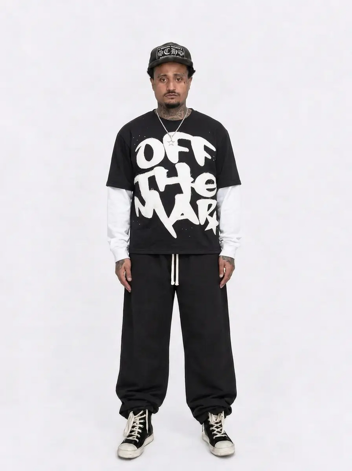 OTM RHINESTONE DOUBLE LINE T (BLACK)